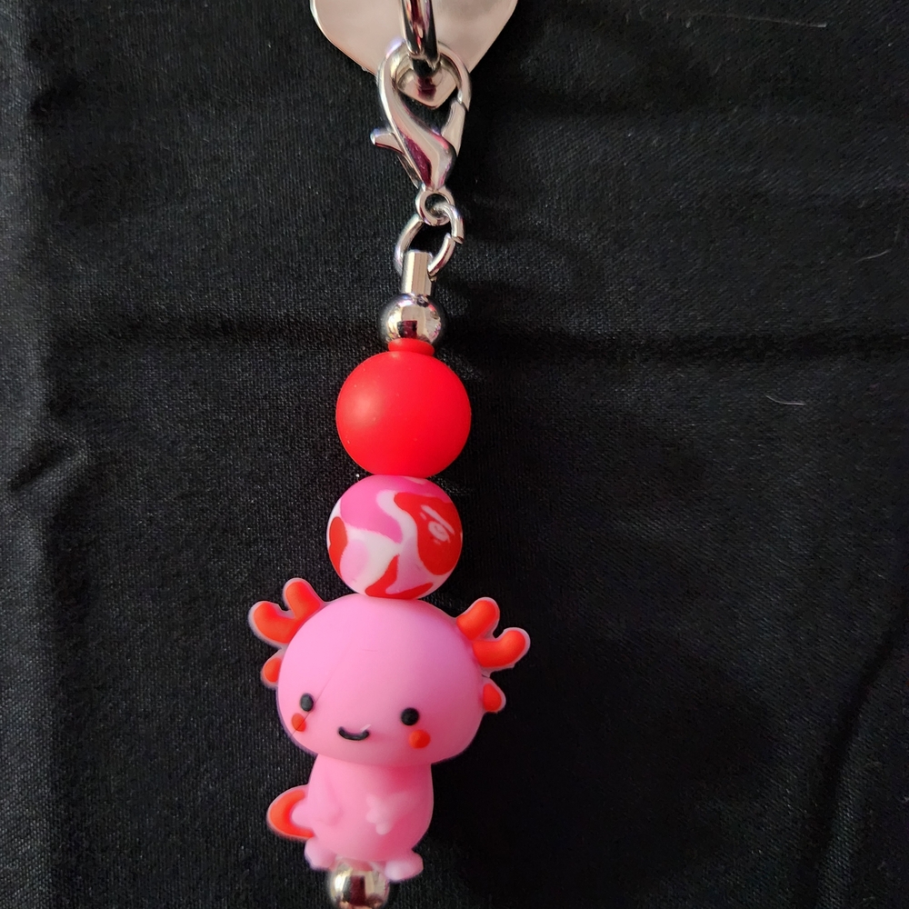 Charming Pink and Red Axolotl Tumbler Charm